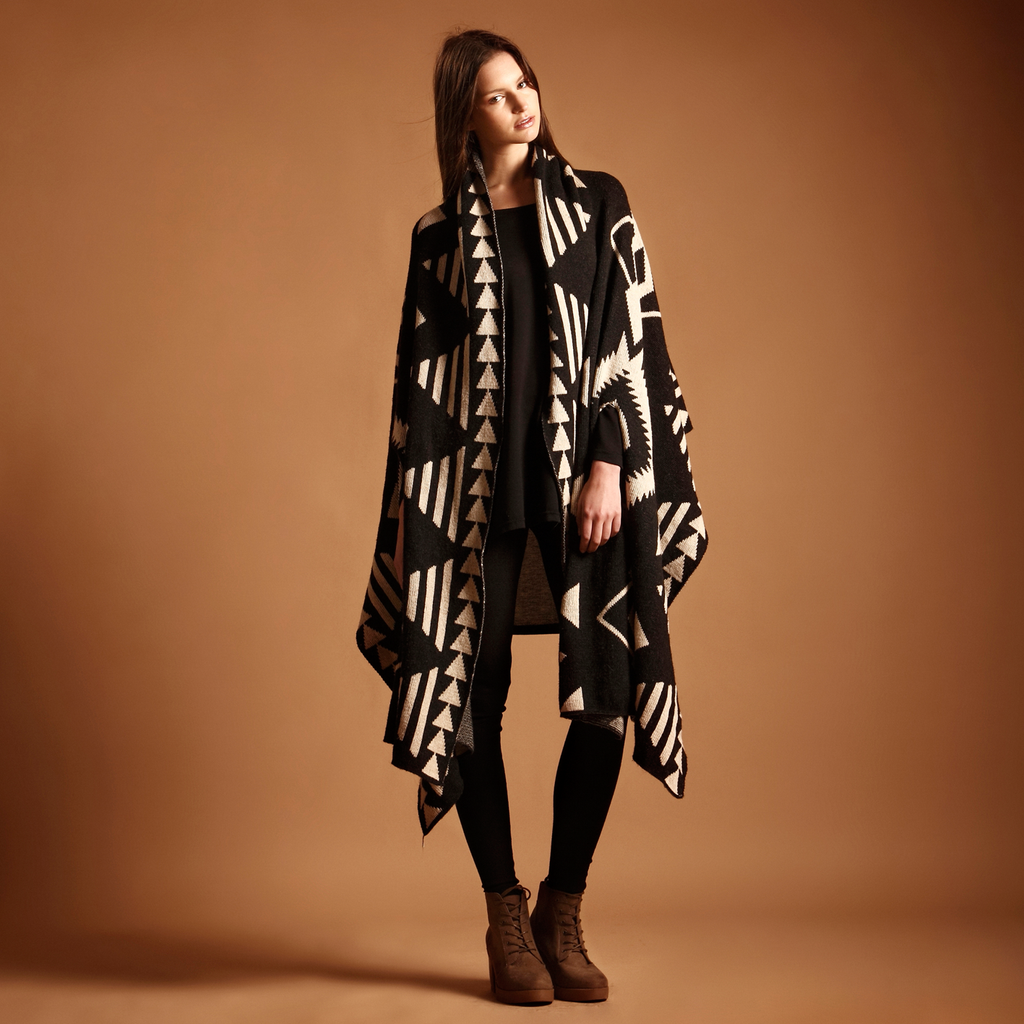 Aztec-print poncho