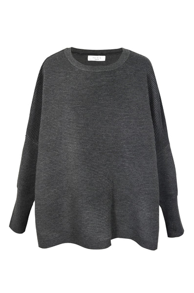 Charcoal Oversized Ribbed Jumper