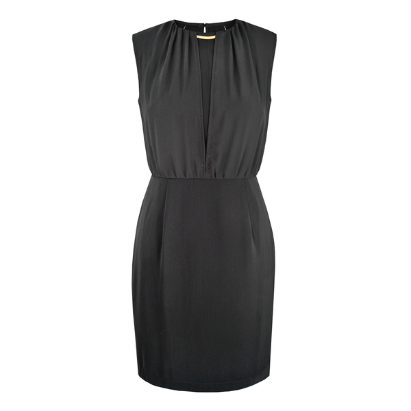 Cocktail dress with ruched collar in black