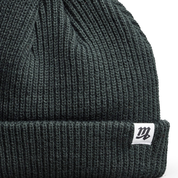 "M" Fisherman Beanie (Forest Green)